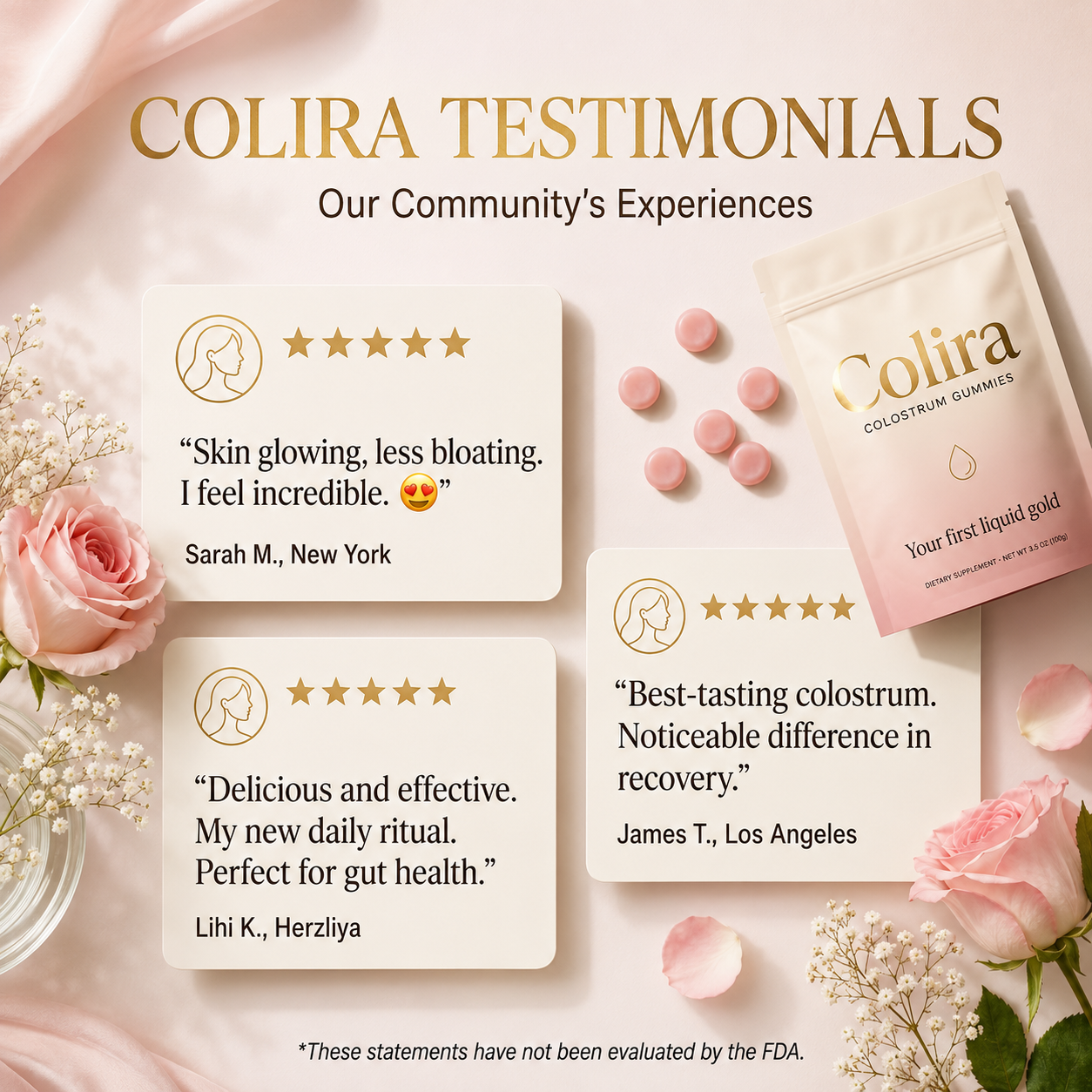 Colira's Viral Colostrum Gummies | Your First Liquid Gold - Bloat Relief & Baby-Soft Skin
