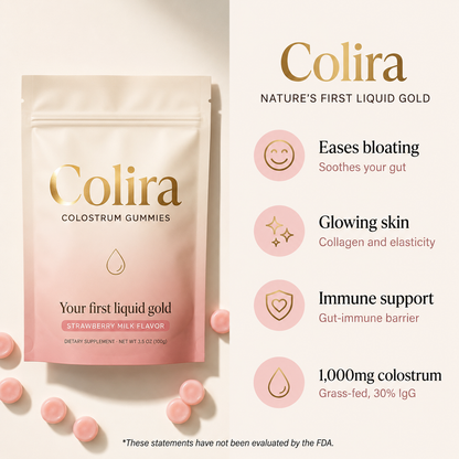 Colira's Viral Colostrum Gummies | Your First Liquid Gold - Bloat Relief & Baby-Soft Skin