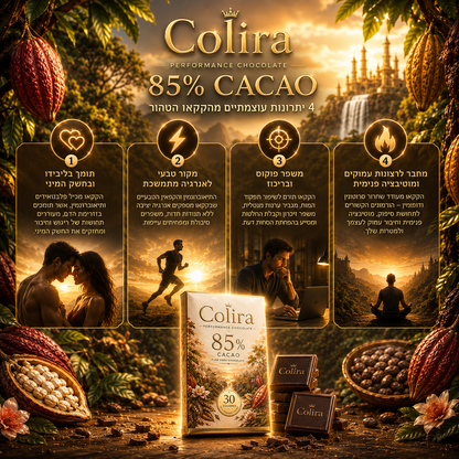 Colira Performance Chocolate™ | שוקולד 85% קקאו טהור לביצועים, פוקוס ואנרגיה